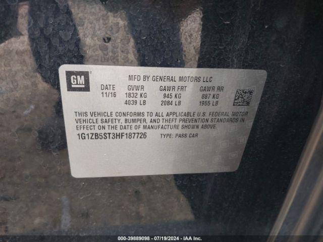 1G1ZB5ST3HF187726 Chevrolet MALIBU LS
