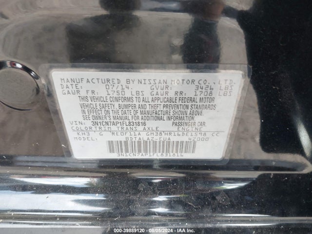 Nissan Versa 1.6 S+ 2015 3N1CN7AP1FL831816 Image 9