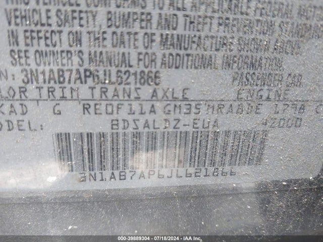 Nissan SENTRA SV 2018 3N1AB7AP6JL621866 Image 9