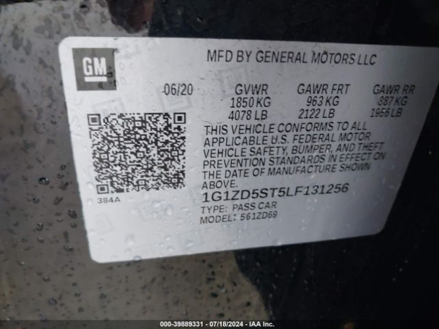 1G1ZD5ST5LF131256 Chevrolet Malibu Fwd Lt
