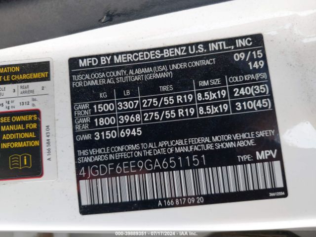 4JGDF6EE9GA651151 Mercedes-Benz Gl 450 4matic