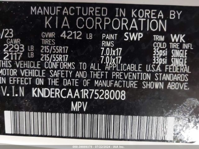 KNDERCAA1R7528008 KIA SELTOS EX