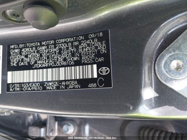 Toyota Prius Prime Premium 2018 JTDKARFP0J3098106 Image 9