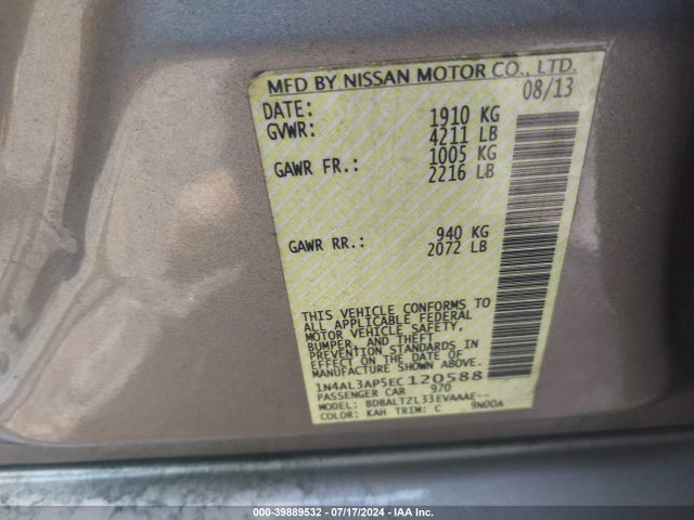 Nissan Altima 2.5 Sv 2014 1N4AL3AP5EC120588 Image 9
