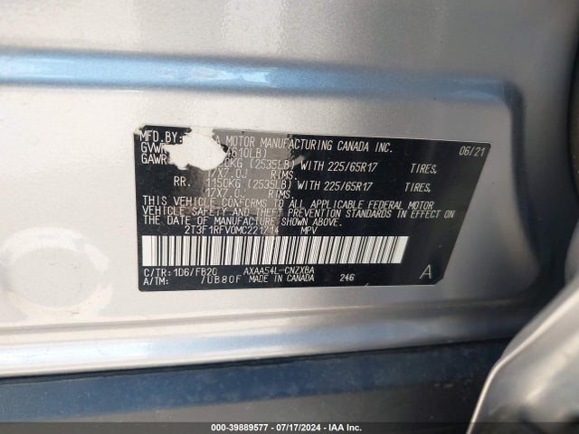 Toyota RAV4 LE 2021 2T3F1RFV0MC221714 Image 9