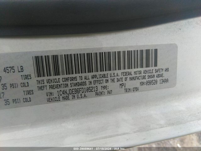 1C4NJDEB6FD105213 Jeep Compass Latitude