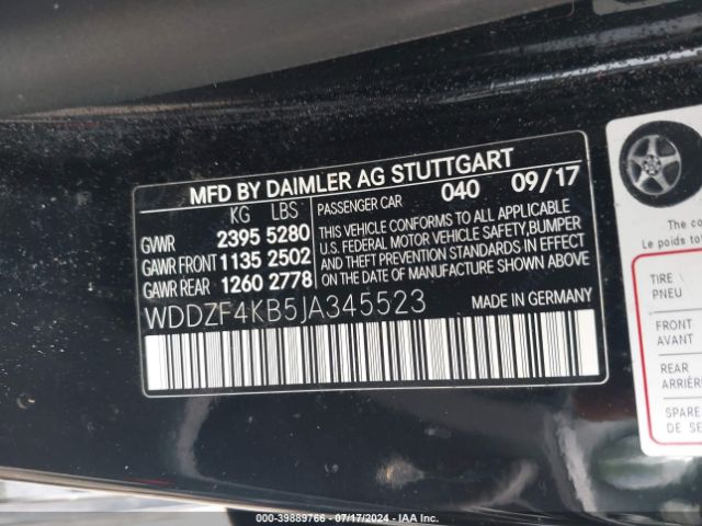 WDDZF4KB5JA345523 Mercedes-Benz E 300 4matic