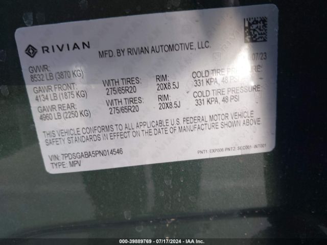7PDSGABA5PN014546 Rivian R1s Adventure