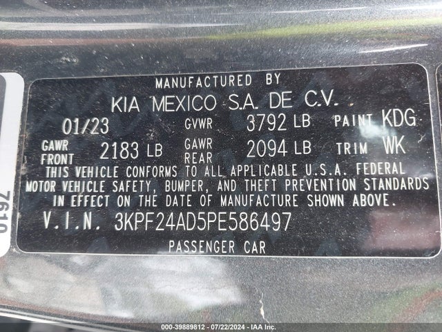 KIA Forte Lxs 2023 3KPF24AD5PE586497 Image 9