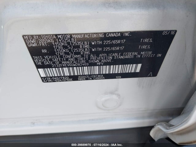 Toyota RAV4 LE 2016 2T3ZFREV6GW282469 Image 9