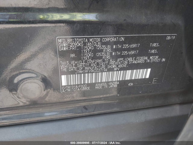 Toyota RAV4 LE 2019 JTMH1RFV9KD037194 Image 9