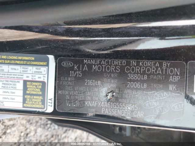 KNAFX4A61G5558515 KIA FORTE LX