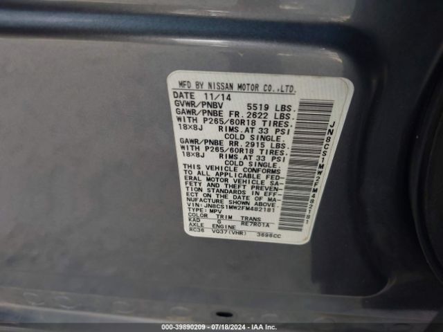 JN8CS1MW2FM482181 Infiniti QX70