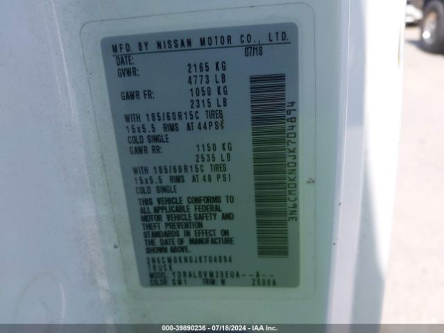 3N6CM0KN0JK704894 Nissan Nv200 S