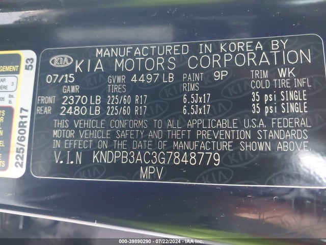 KIA Sportage Lx 2016 KNDPB3AC3G7848779 Image 9