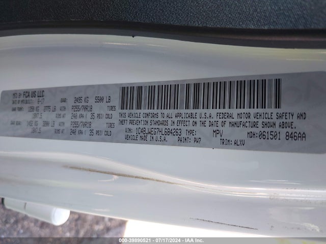 1C4BJWEG7HL684263 Jeep Wrangler Unlimited Sahara 4x4