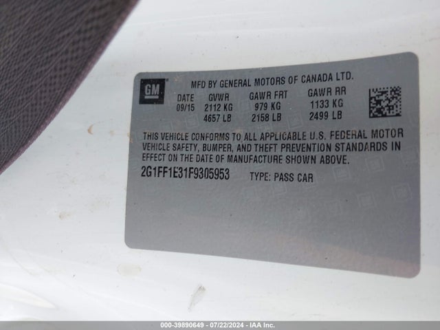 Chevrolet Camaro 2lt 2015 2G1FF1E31F9305953 Image 9