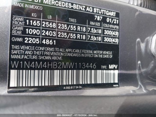 W1N4M4HB2MW113446 Mercedes-Benz Glb 250 4matic