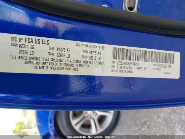 2C3CDXBG3KH554799 Dodge Charger Sxt Rwd
