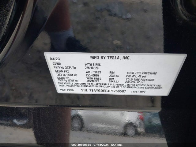 2023 TESLA MODEL Y 7SAYGDEE4PF756567 Photo 8
