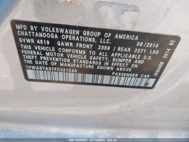 1VWAS7A37FC021240 Volkswagen Passat 1.8t S