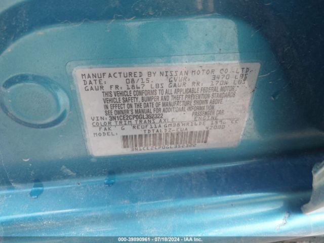 3N1CE2CP0GL352322 Nissan Versa Note S (sr)/s Plus/sl/sr/sv