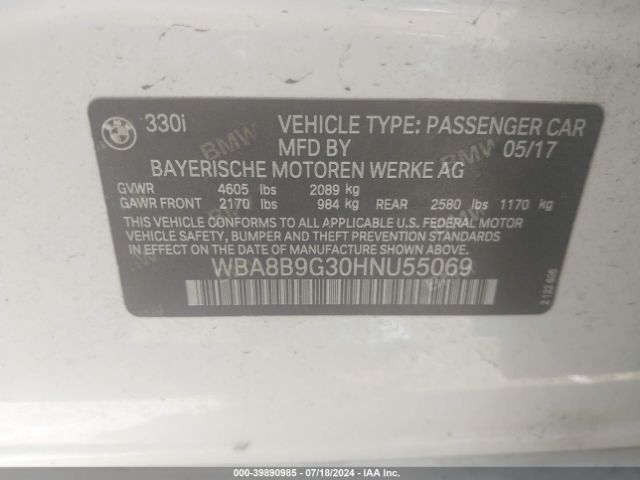 WBA8B9G30HNU55069 BMW 330I