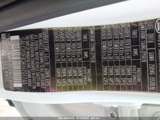 SALCP2FX3KH791744 Land Rover Discovery Sport Se