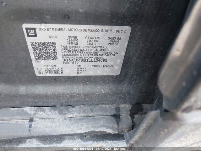 Chevrolet Trax Fwd Ls 2020 3GNCJKSB1LL134082 Image 9