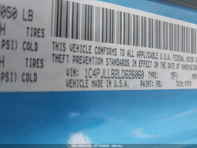 1C4PJLLB2LD626060 Jeep Cherokee Altitude Fwd