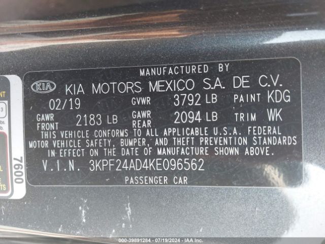 3KPF24AD4KE096562 KIA FORTE FE