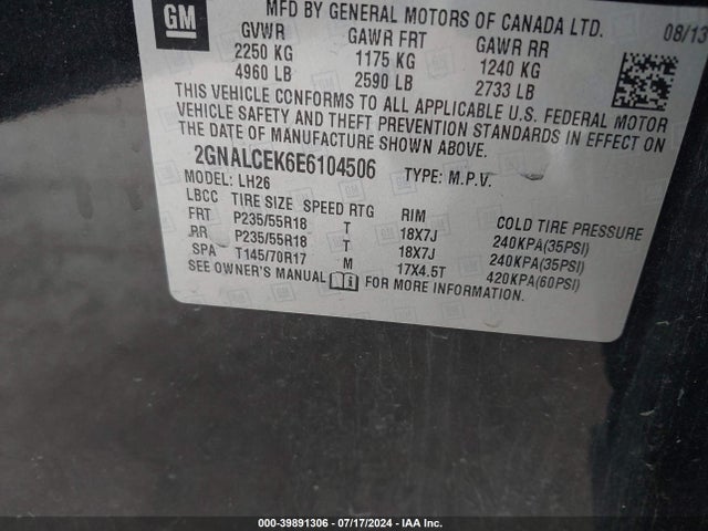 Chevrolet Equinox 2lt 2014 2GNALCEK6E6104506 Image 9