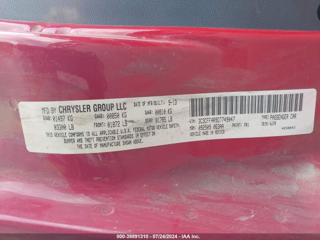 2013 FIAT 500 3C3CFFAR9DT749047 Photo 8