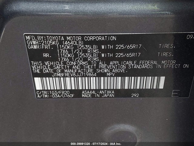 Toyota RAV4 LE 2018 JTMBFREV8JJ719864 Image 9