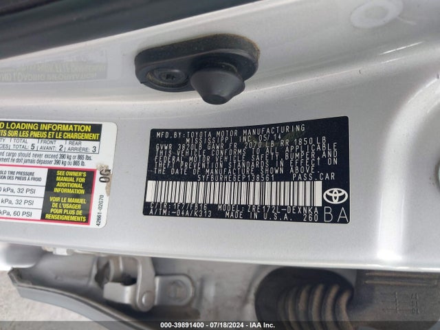 Toyota COROLLA LE 2014 5YFBURHE6EP138561 Image 9