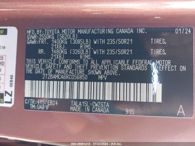 2024 LEXUS RX 350 2T2BAMCA6RC056850 Photo 8