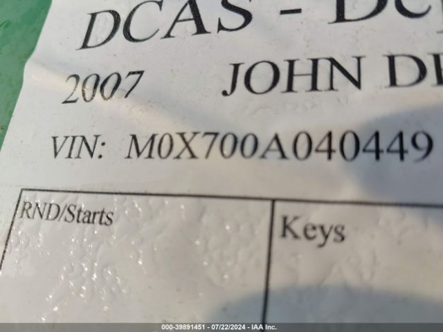 2007 JOHN DEERE X700 M0X700A040449     Photo 8