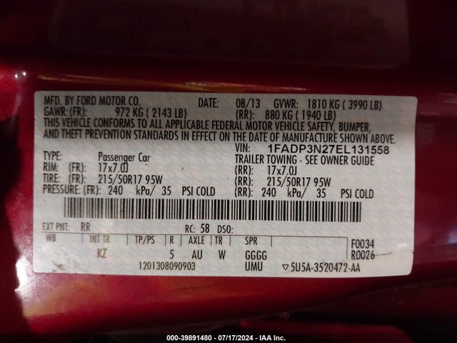 Ford Focus Titanium 2014 1FADP3N27EL131558 Image 9