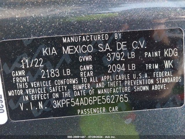 KIA Forte Gt-line 2023 3KPF54AD6PE562765 Image 9