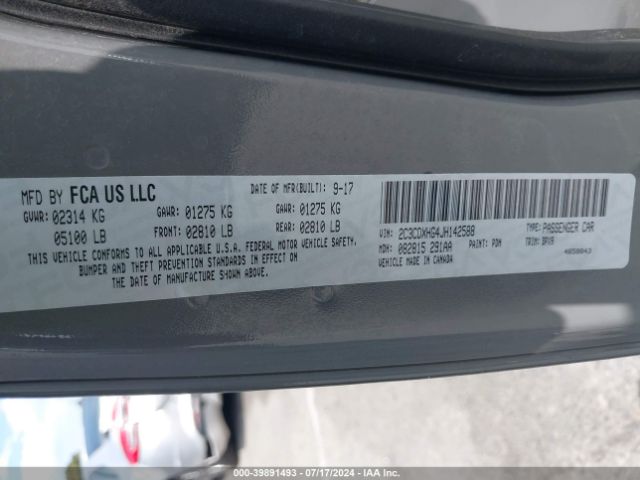 2C3CDXHG4JH142588 Dodge Charger Sxt Plus Rwd