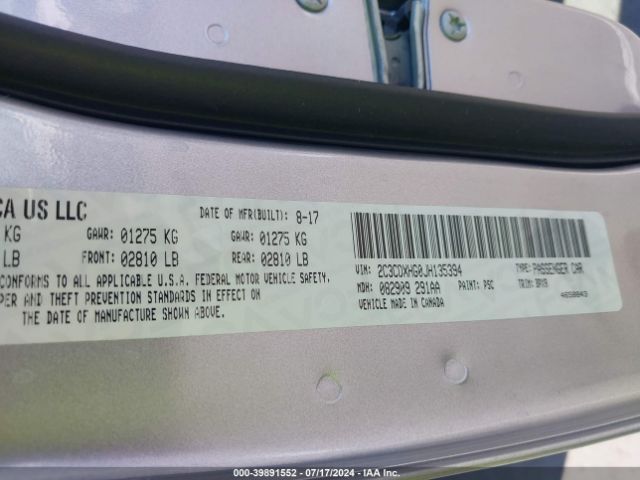 2C3CDXHG0JH135394 Dodge Charger Sxt Plus Rwd