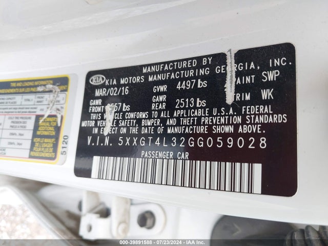 KIA Optima Lx 2016 5XXGT4L32GG059028 Image 9