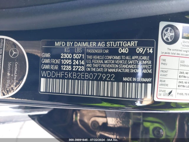 WDDHF5KB2EB077922 Mercedes-Benz E 350