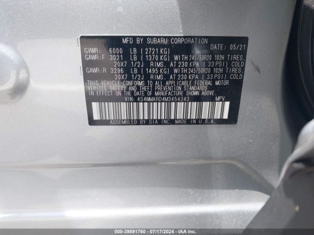 4S4WMARD4M3454343 Subaru Ascent Touring