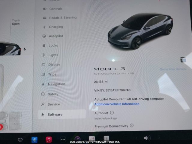 5YJ3E1EA1LF796740 Tesla Model 3 Standard Range Plus Rear-wheel Drive/standard Range Rear-wheel Drive
