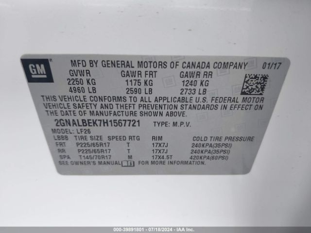 2GNALBEK7H1567721 Chevrolet EQUINOX LS
