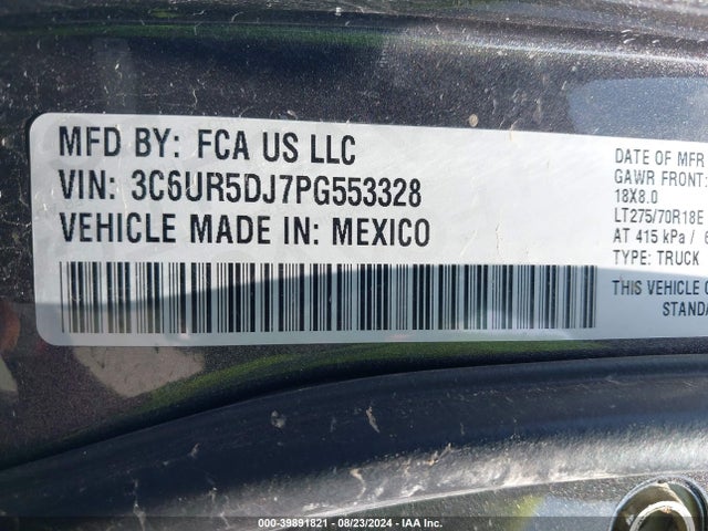 3C6UR5DJ7PG553328 RAM 2500 Big Horn  4x4 6'4 Box