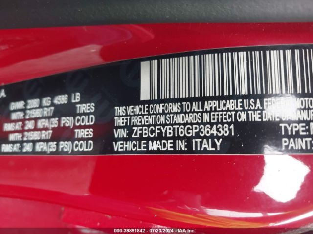 ZFBCFYBT6GP364381 Fiat 500x Easy