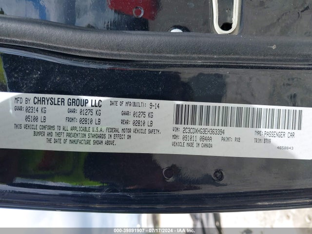 2C3CDXHG3EH363394 Dodge Charger Sxt