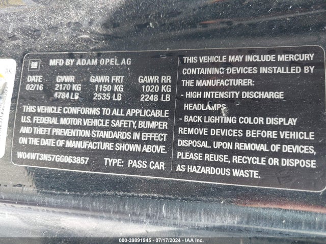 W04WT3N57GG063857 Buick Cascada Premium